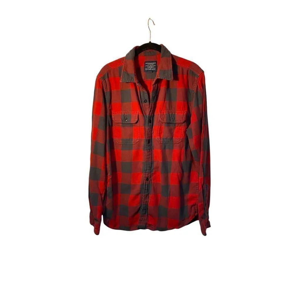 American eagle men’s heavy 100% cotton Buffalo plaid flannel shirt S/M